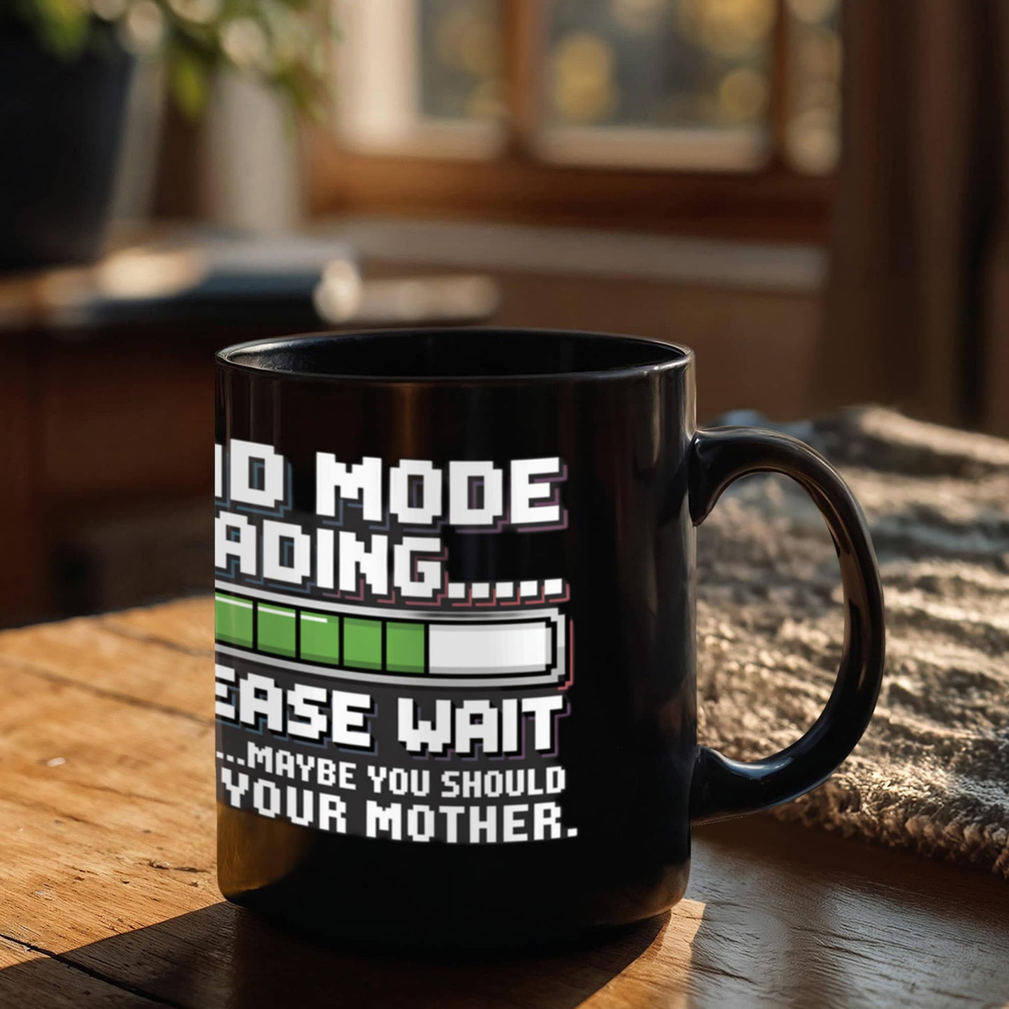 "Dad Mode Loading... Please Wait" Black Coffee Mug