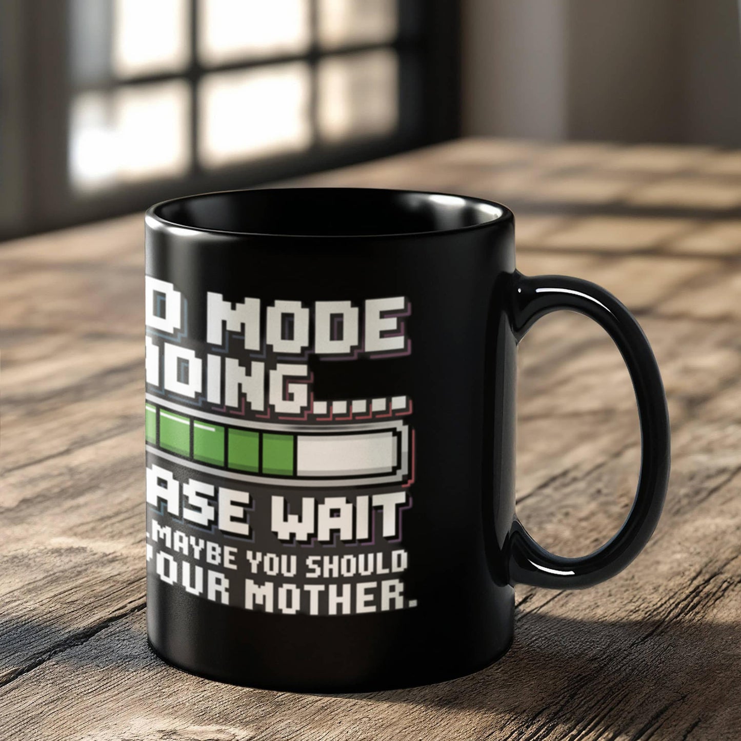 "Dad Mode Loading... Please Wait" Black Coffee Mug