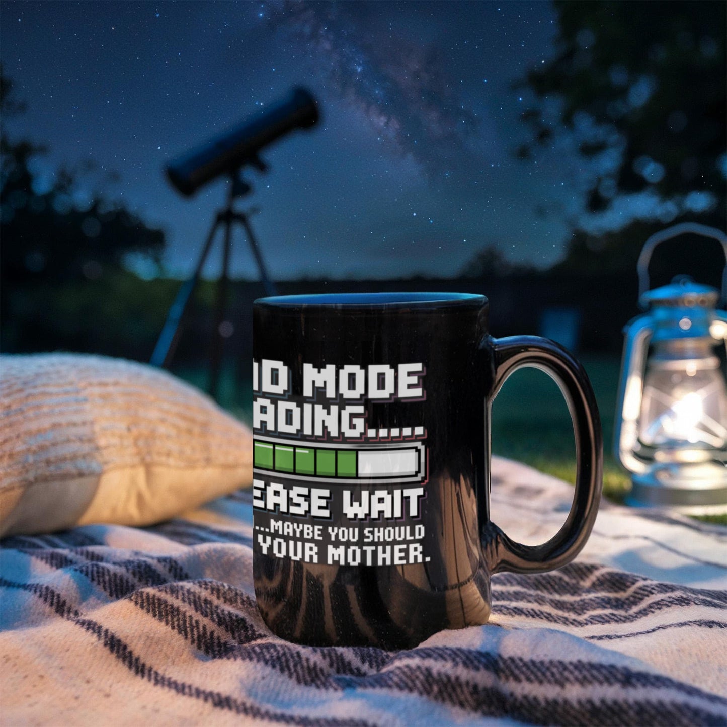 "Dad Mode Loading... Please Wait" Black Coffee Mug